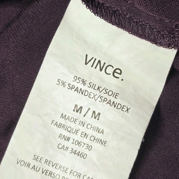 Vince Plum Purple Silk Long Sleeve V-Neck Lightweight Blouse Size Medium - Picture 10 of 12